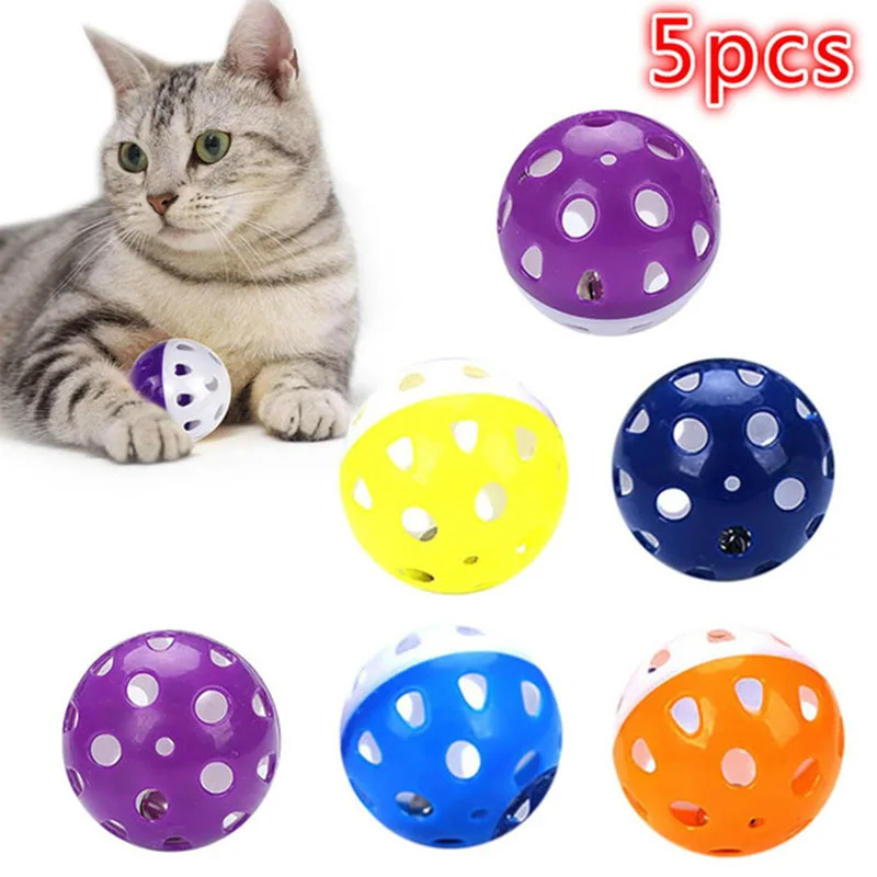 

5 Cat Ball Toys with Bells, Bells, Drill Bits, Rattles, Scratches, Plastic Balls, Interactive Cat Training Toys, Cat Toys