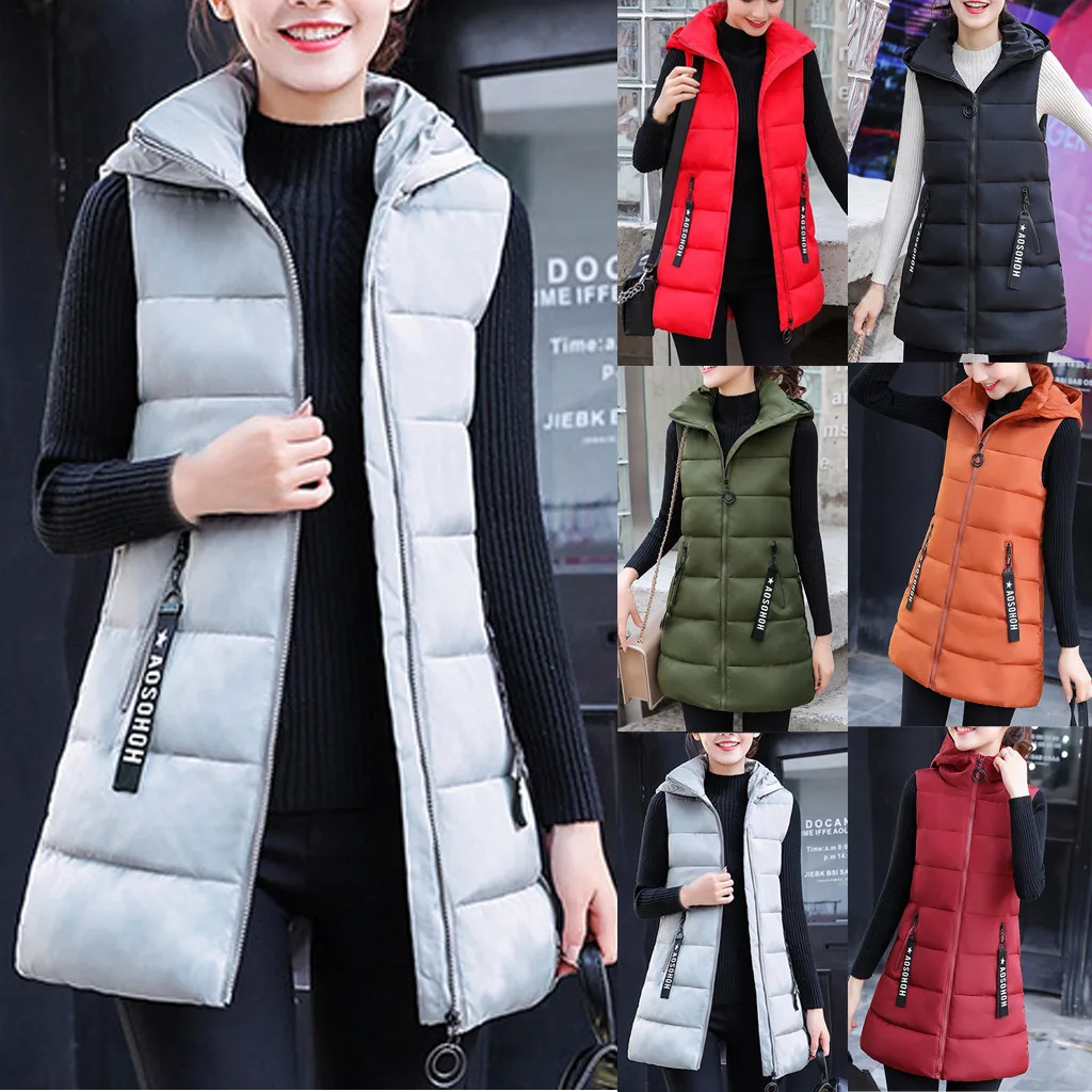 Женский жилет с хлопковой подкладкой зимняя верхняя одежда без рукавов