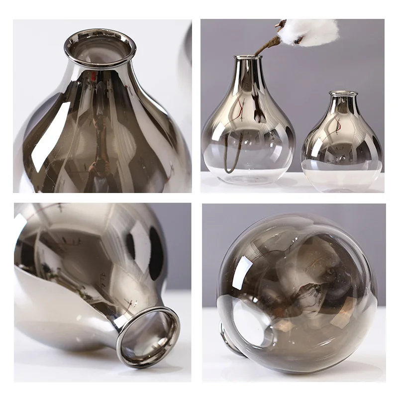 Стеклянная ваза для цветов в скандинавском стиле креативная Серебряная