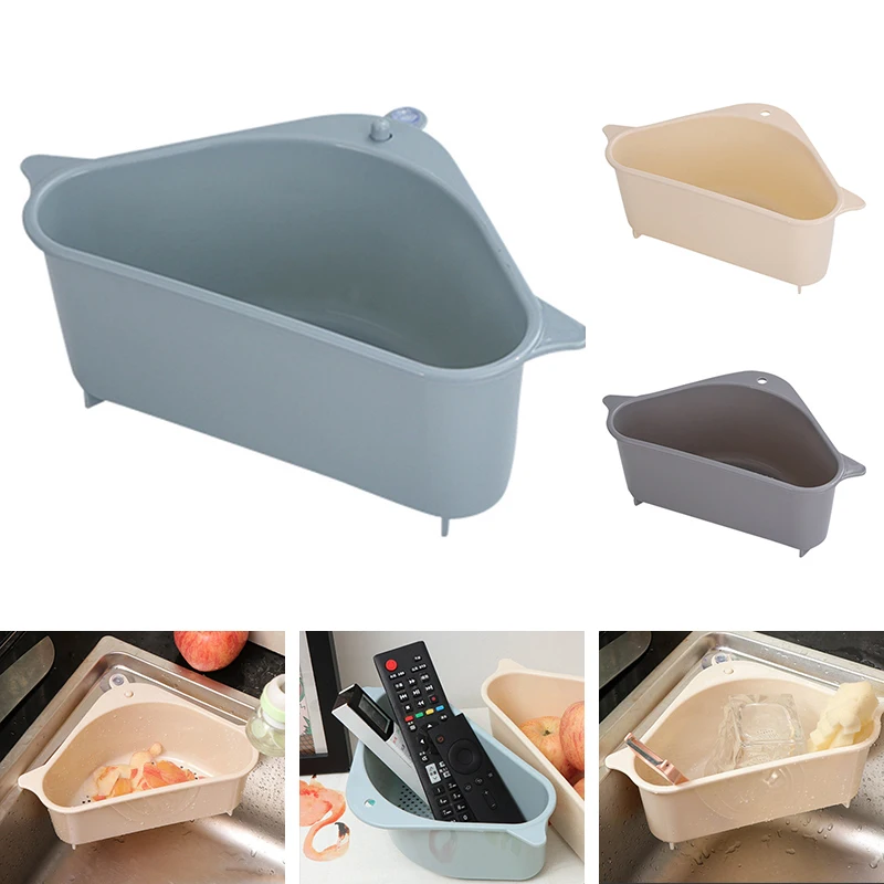 

Kitchen Storage Baskets Soap Sponge Drain Rack Triangle Sink Drain Basket Suction Cup Storage Basket Kitchen Tools 3 Colors