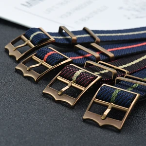 Высокое качество регулируемый Однопроходный тканый нейлоновый полосатый ремешок для часов Серебристаямедная Пряжка для Tudor Black Bay Nato ремешок 20 мм 22 мм