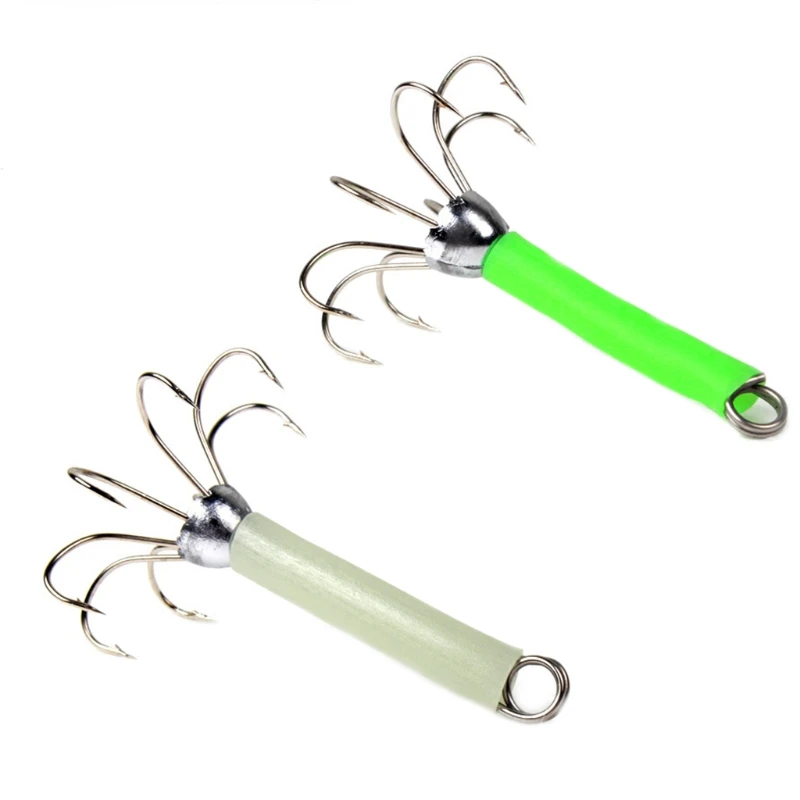 

Luminous Squid Octopus Fishing Hooks Stainless Steel Fishhook Freshwater Lures