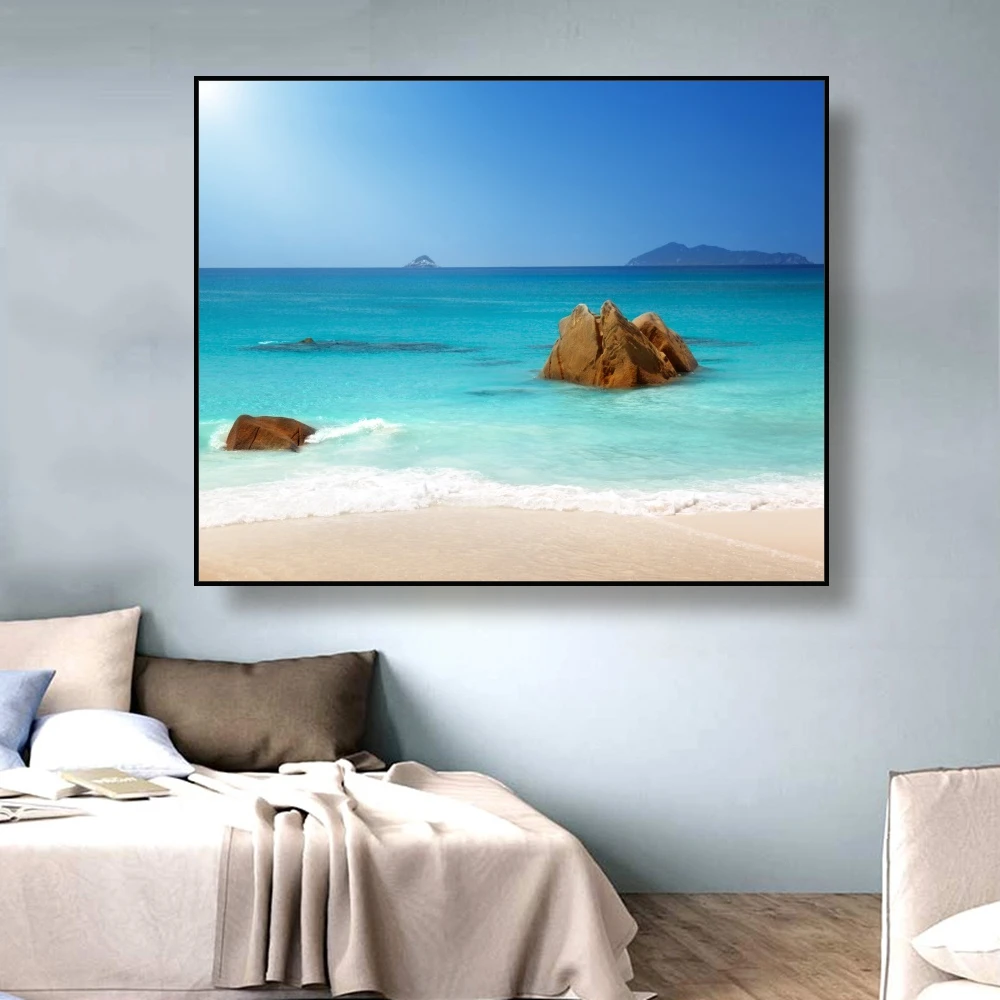 

Laeacco Beach Landscape Wall Art Canvas Painting Nordic Home Decor Posters And Prints Wall Pictures For Living Room Decoration