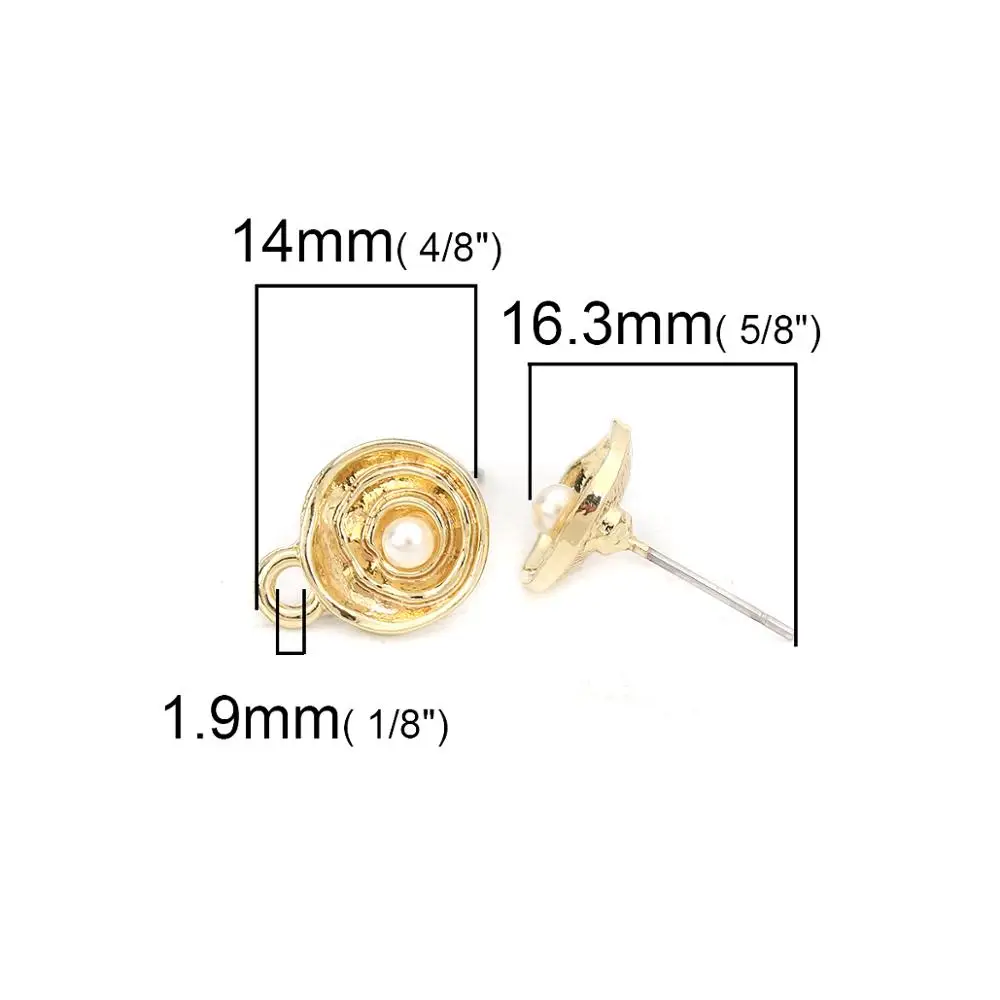Серьги-гвоздики из сплава цинка DoreenBeads круглые серьги в золотую полоску 2 шт. |