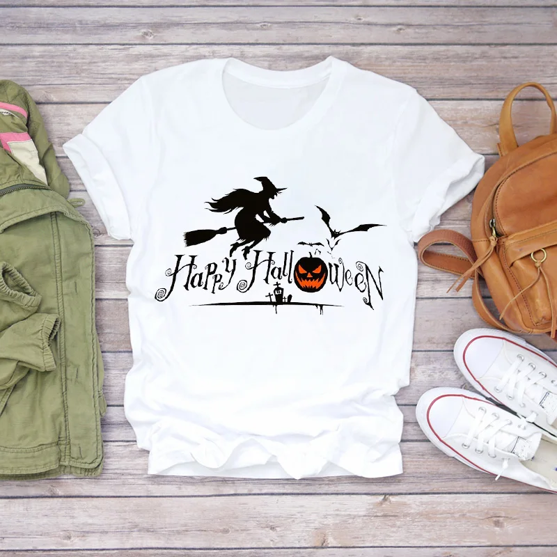 Женские футболки с мультяшным принтом тыквы ведьмы на Хэллоуин осень Осень Топ