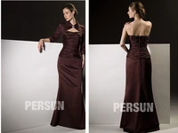 2015 new sexy gorgeous long mother of the bride dresses with jacket crystal free shipping vestido de madrinha casamento