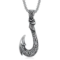 mens vintage hook necklace pendant personality punk silver jewelry