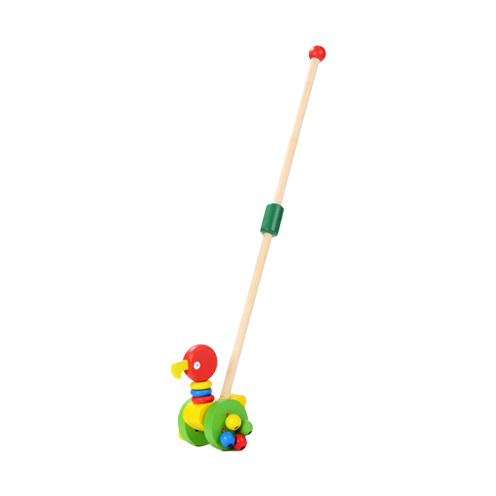 

Single Pole Early Developmental Practical Wood Cartoon Animal Trolley Baby Push Along Toy Reusable Funny Detachable Gift