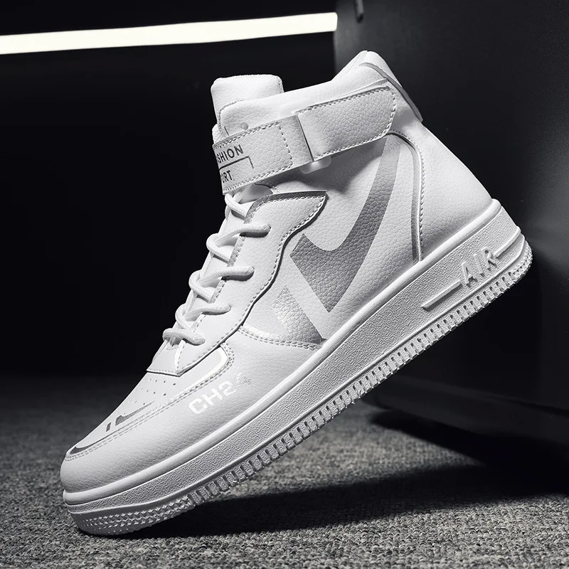 

Fashion Men Sneakers Air White Casual Shoes Breathable Sports Running Shoes PU Leather Mesh Man Shoes