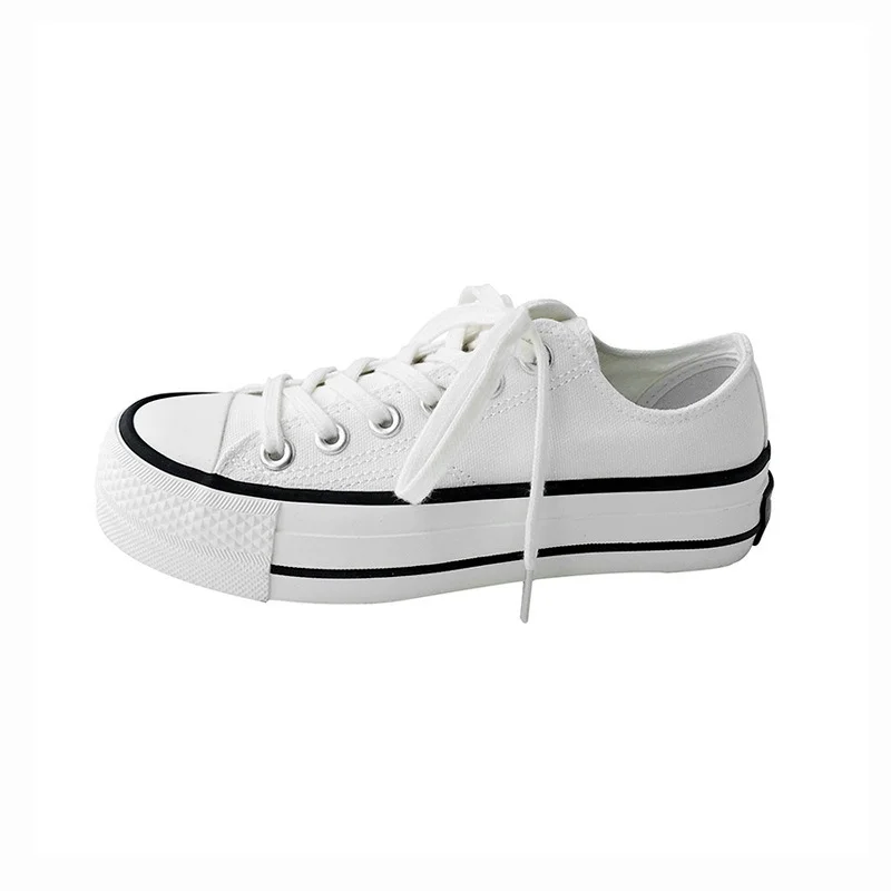 

Vulcanized Women's Shoes White Low-top Thick-soled Canvas Shoes Wild 2021 Summer White Shoes Tide