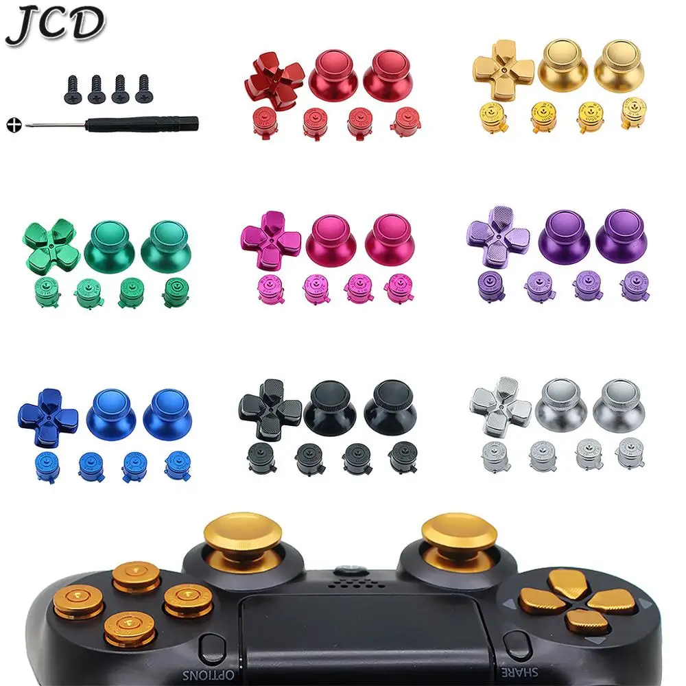 

JCD Metal Buttons Set Chrome Analog Thumbsticks For ps4 D-Pad for PS4 Controller Joystick Repair Game Accessories