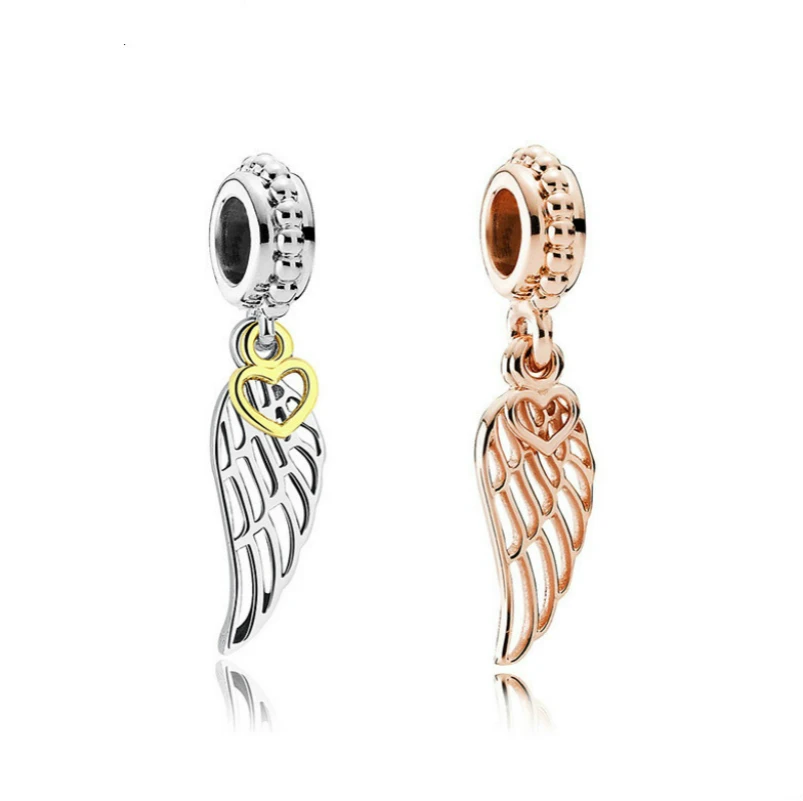 5 шт. подвески в форме крыла пера цвета розового золота/серебра подвеска ручной