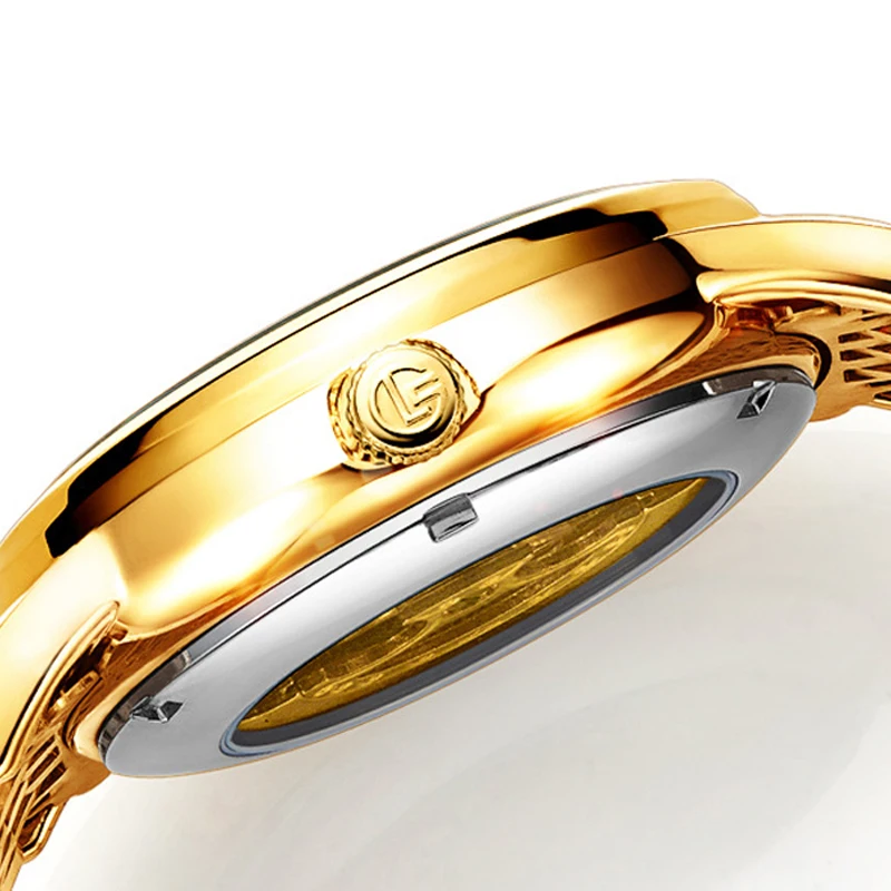 LAOGESHI Longfeng стальной ремень пара часы тренд машинное оборудование полый ночник