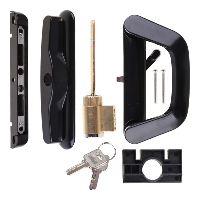 

Balcony Glass Door Handle Lock Single Side with for Key Zinc Alloy Sliding Door Handle Reversible Mortise-Style Locks