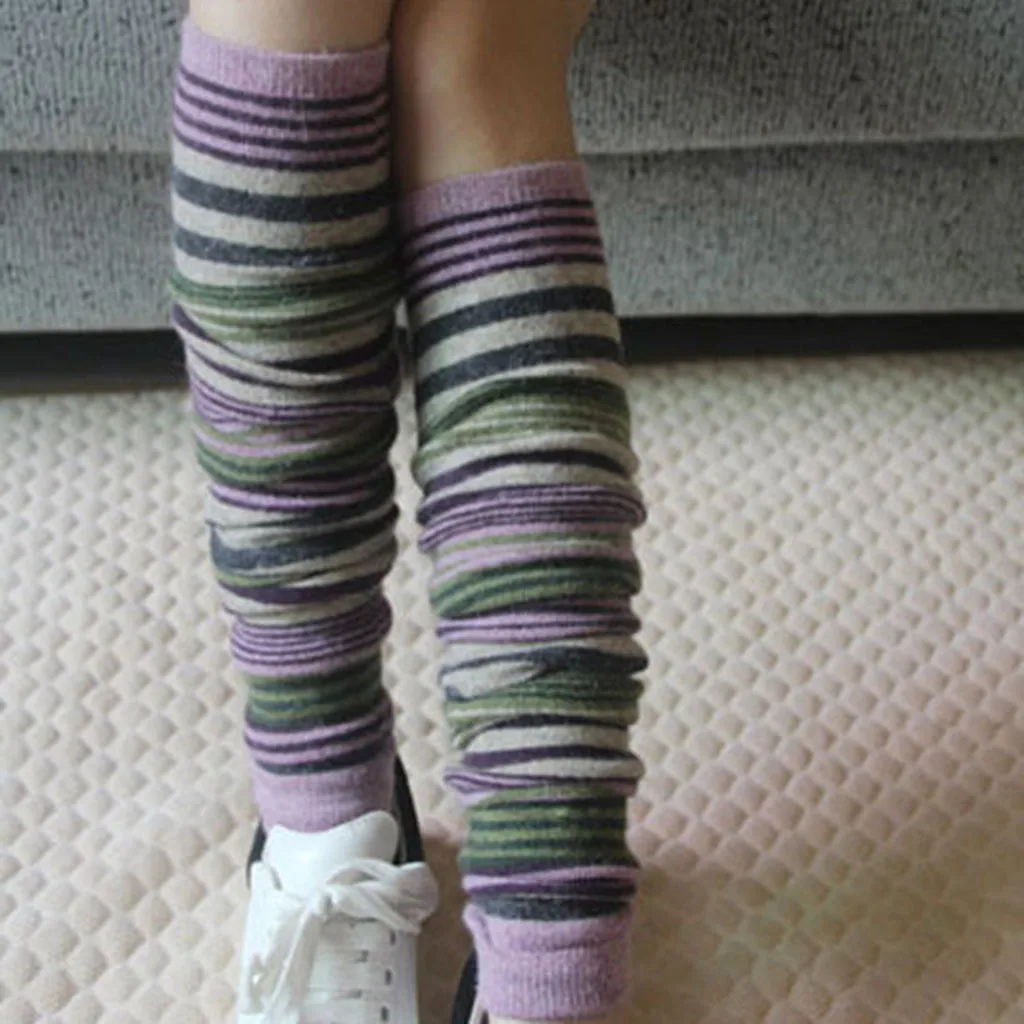 Зимние женские длинные носки скрученные Гольфы Новые гетры протектор крючком
