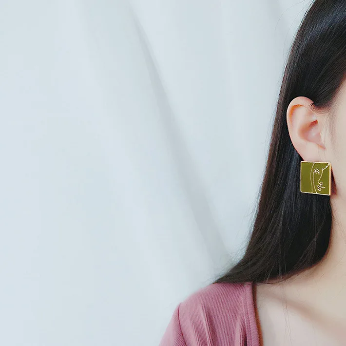 Новинка 2019 года винтажные женские серьги гвоздики с геометрическим эмалью и