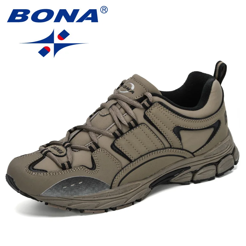 Medium grey black BONA/Новинка года; дизайнерская мужская спортивная обувь для бега; Мужская Спортивная обувь; мужские кроссовки - Цвет: Medium grey black