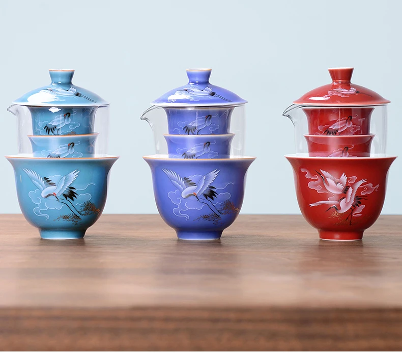Синий и белый фарфор Gaiwan чай, гайвань комплект древней китайской глазурь Цзиндэчжэнь Чай набор чайная чашка для различных Чай