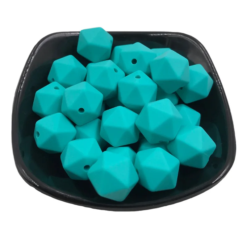 

10 шт./лот, 17 мм, шестигранные силиконовые бусины, Прорезыватель для зубов, не содержит БФА, цепочка-пустышка, аксессуары, уход за ребенком