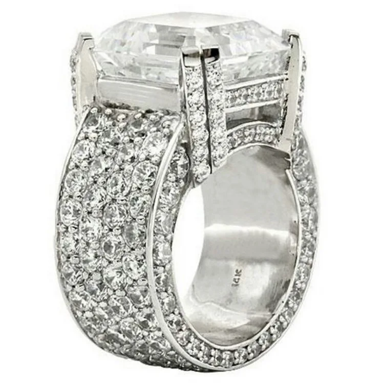 Большие кольца для мужчин и женщин Iced Out Bling квадратное кольцо хип-хоп микро проложенные Стразы золотого цвета ювелирные аксессуары Z4N942 - Цвет основного камня: Ring N981