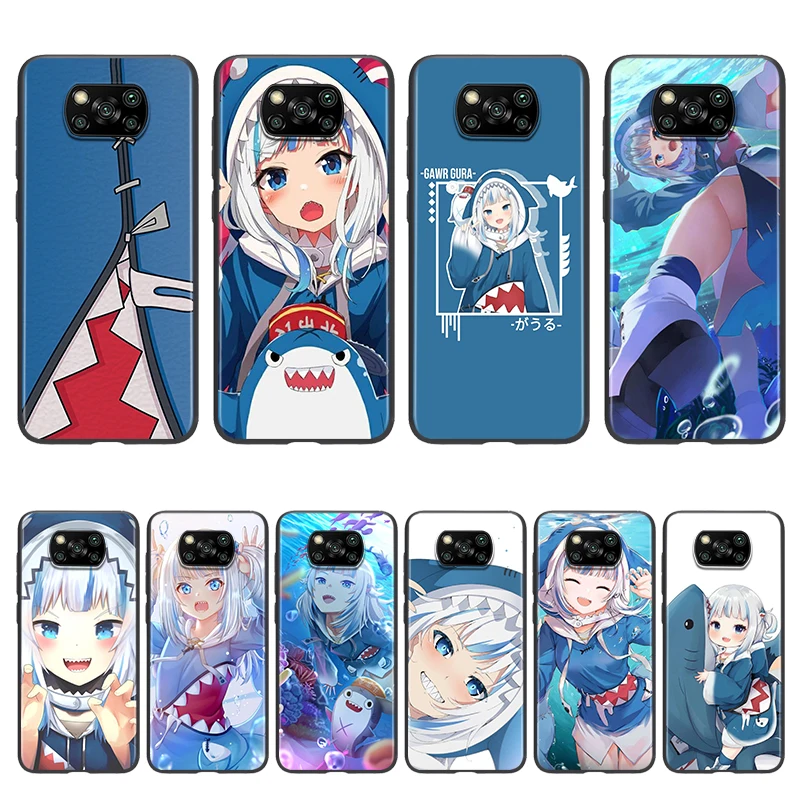 

For Xiaomi Poco X3 NFC GT M3 M2 X2 F3 F2 Pro C3 F1 Mi Play Mix 3 A2 A1 6X 5X Black Hololive Usada Pekora gawr gura Phone Case