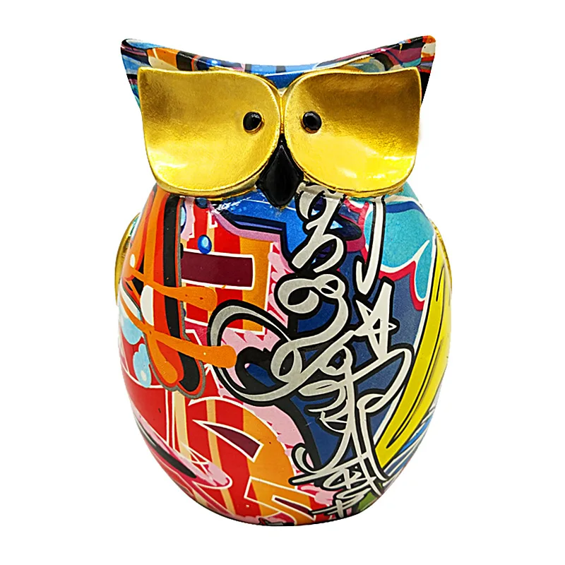 

Owl Statues Home Decor European Sculpture Animal Colorful Resin Crafts Ornaments Wine Cooler Living Room Resin Home Decoration
