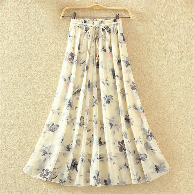 

27 color Fashion New Spring and summer Skirts Women Patchwork Style Pleated Chiffon Skirt Empire Girls Casual Wear Loose Skirts