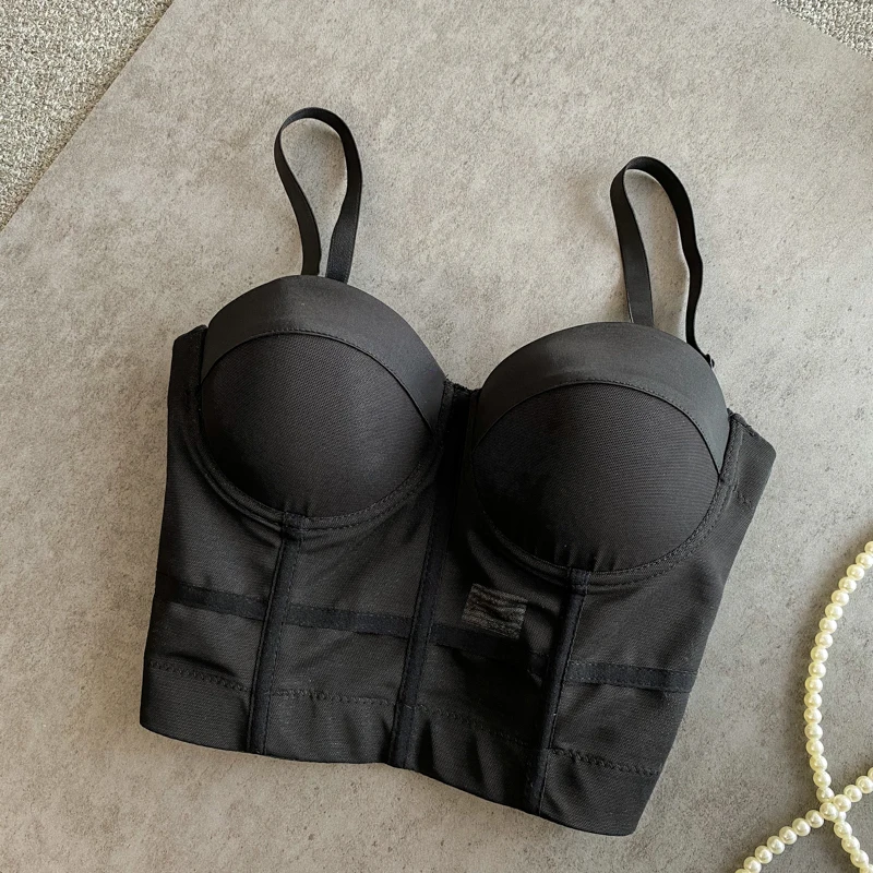 Solid color 2021 Mesh Push Up Bralet Women's Corset Bustier Bra Night Club Party Cropped Top Vest Plus Size | Женская одежда