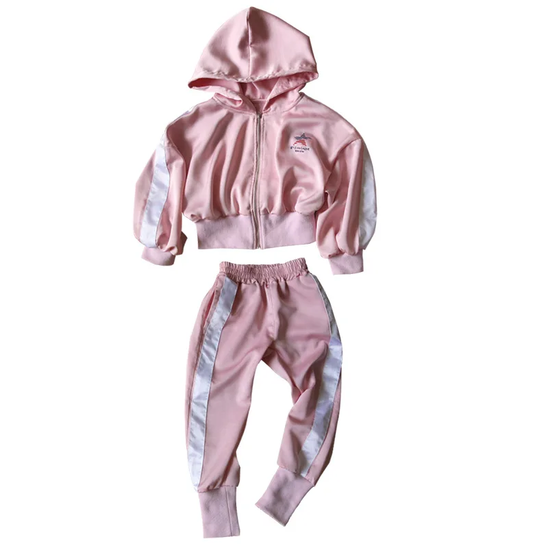 Весенний Повседневный Спортивный костюм для девочек Куртка на молнии мальчиков