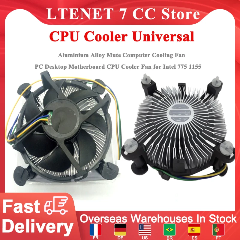 

CPU Cooler Universal Aluminium Alloy Mute Computer Cooling Fan PC Desktop Motherboard CPU Cooler Fan For Intel 775 1155