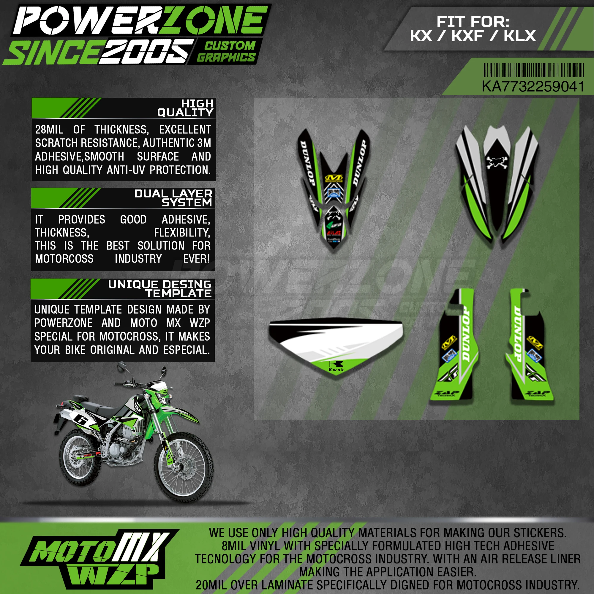 Персонализированные графические наклейки PowerZone Team 3M Набор наклеек для Kawasaki