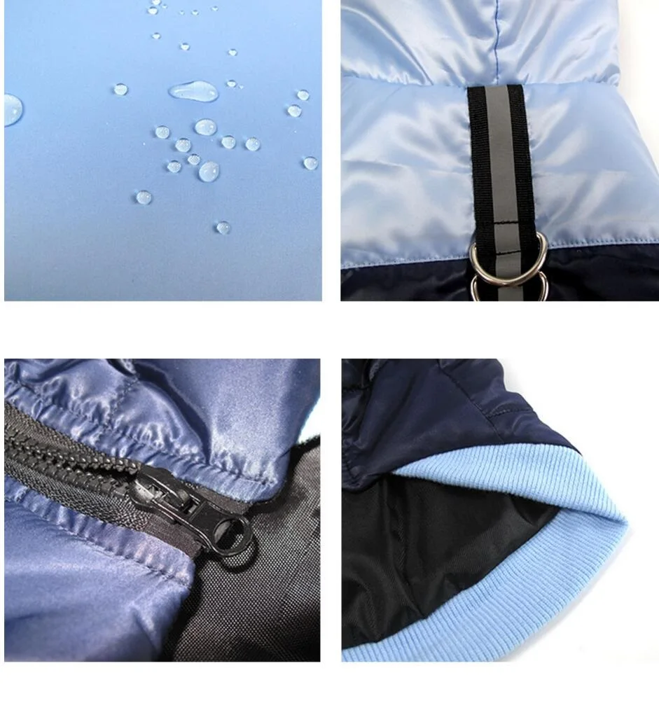 Зимнее водонепроницаемое пальто для собак мопса бульдога одежда с капюшоном