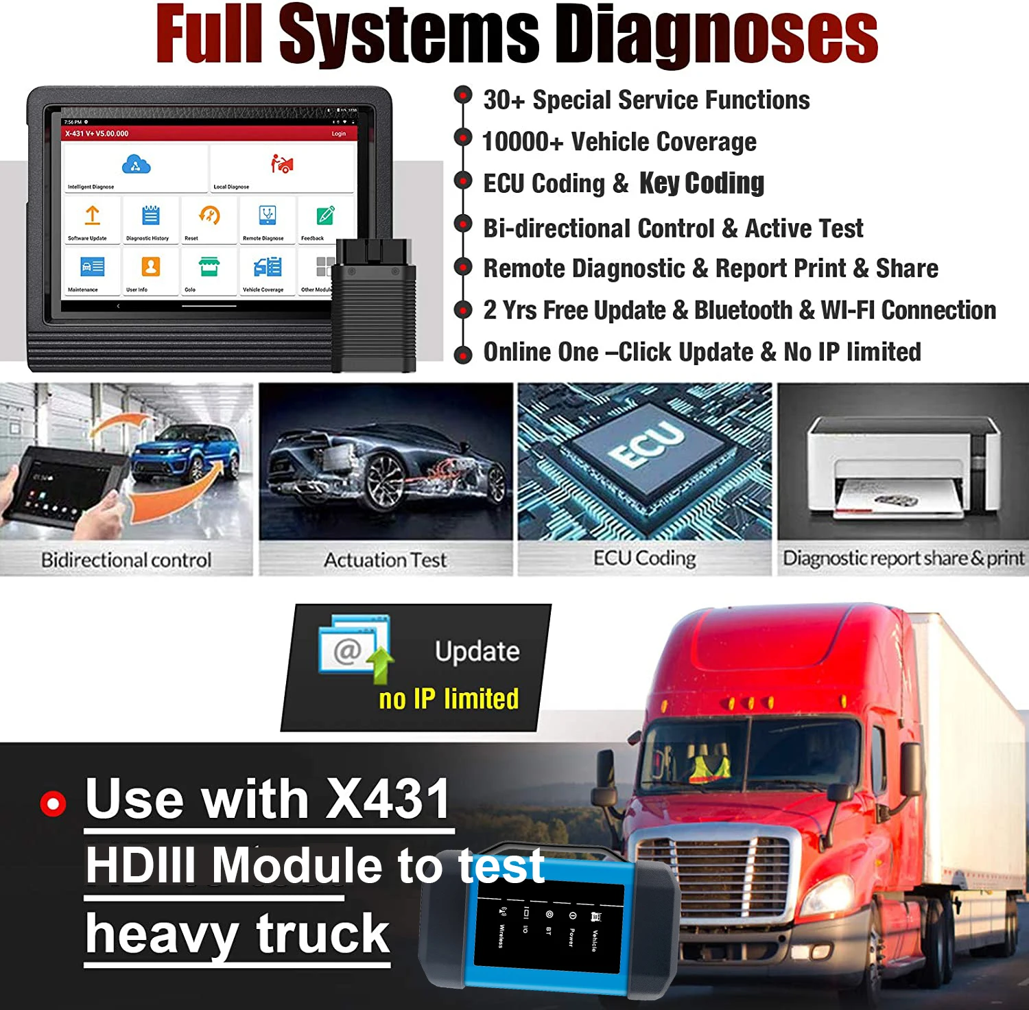 LAUNCH X431 V + PRO 10 &quotOBD2 сканер диагностический инструмент двунаправленный OE-Level