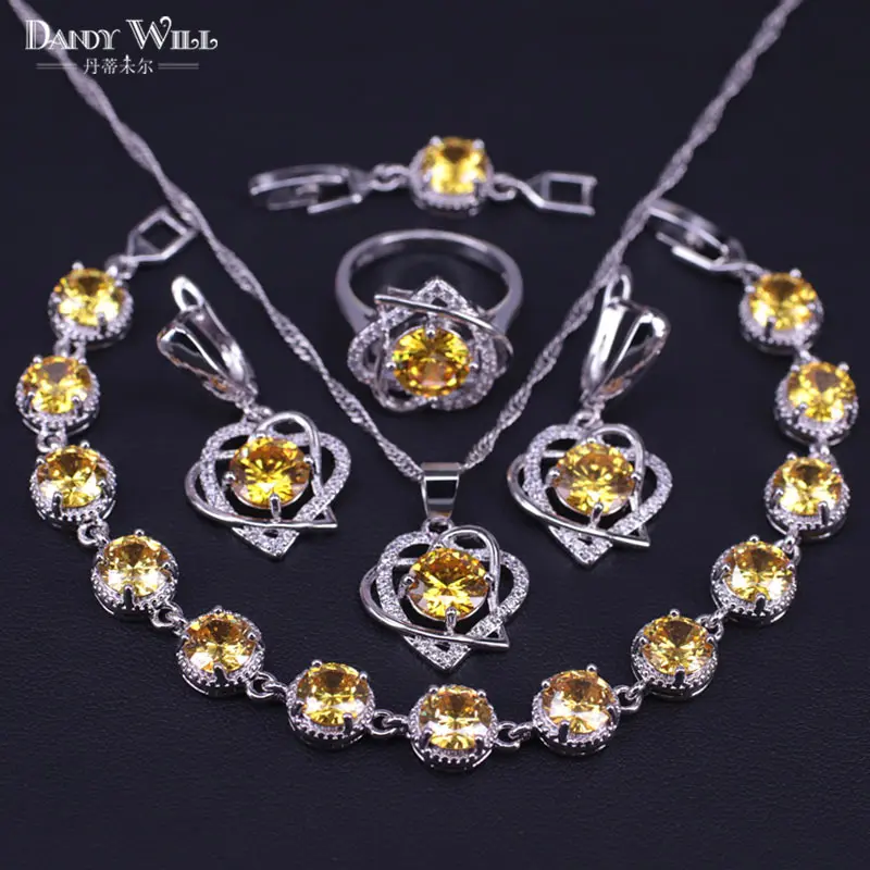 Набор украшений для женщин серебряного цвета набор кулон кольцо ожерелье