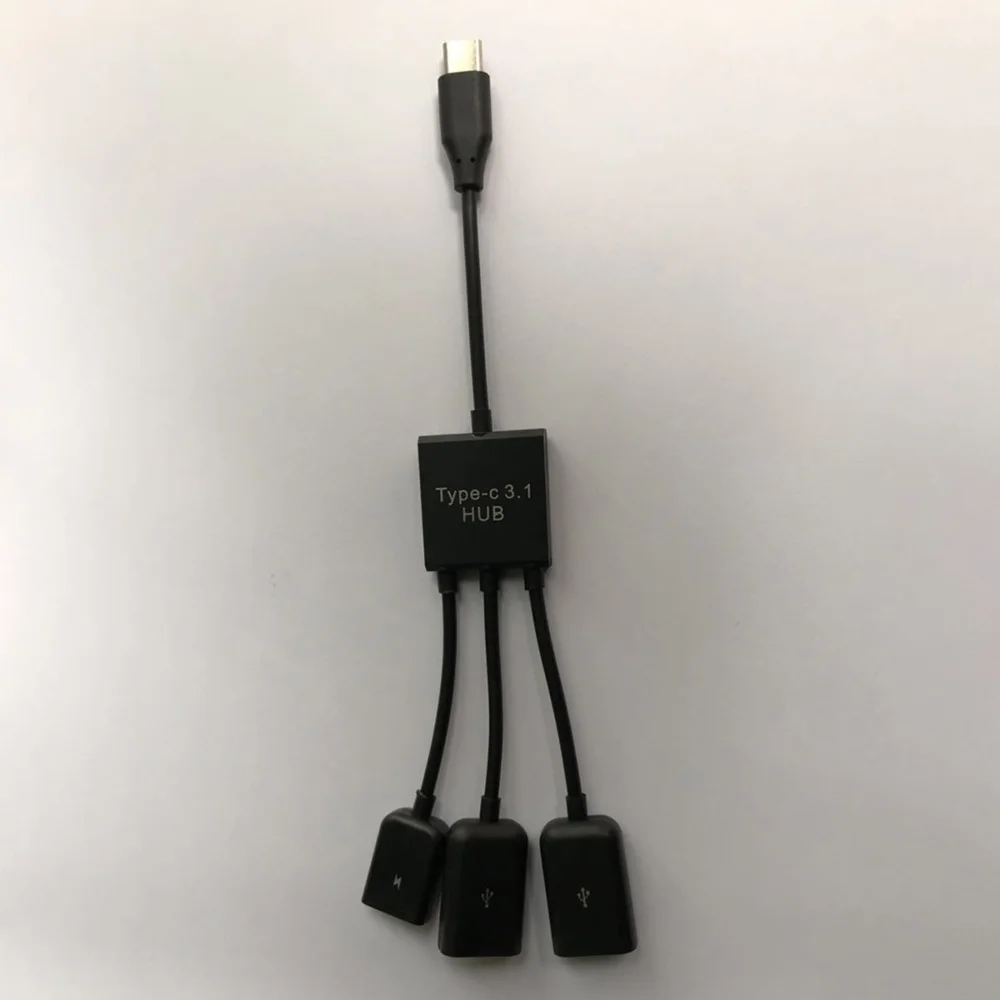 

USB Type Hub 3 in 1 Multiple USB Cable USB Type Connector Mini Portable OTG Host Cable for Phone Tablet (Black)