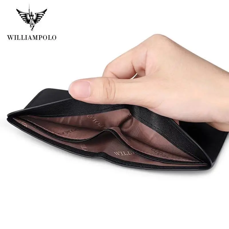 High-end brand leather wallet men's short fashion deer pattern design top layer cowhide exquisite ultra-thin | Багаж и сумки