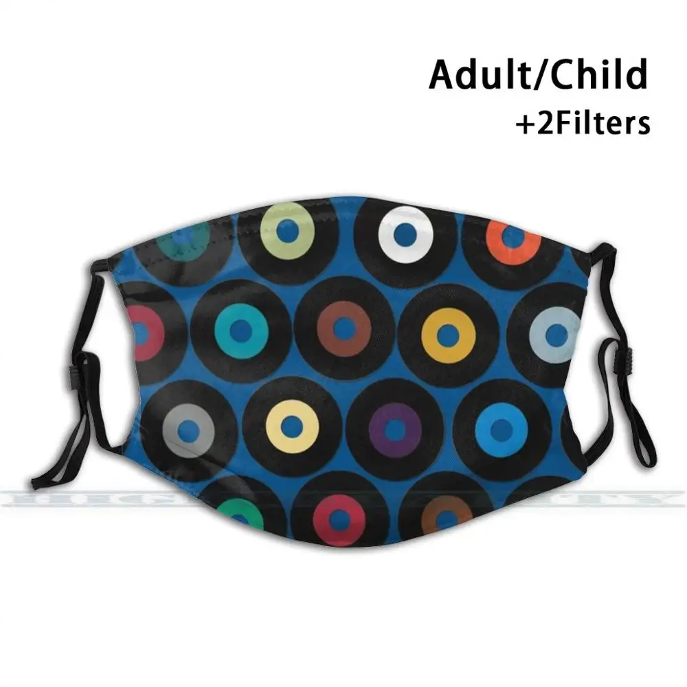 

Vinyl Blue Custom Design For Adult Kids Anti Dust Filter Diy Cute Print Washable Mask Vinyl Record Music Retro