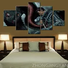 Модульный плакат-рамка для домашнего декора, HD принты, 5 шт., рисунок на холсте аниме Берсерк воин для гостиной