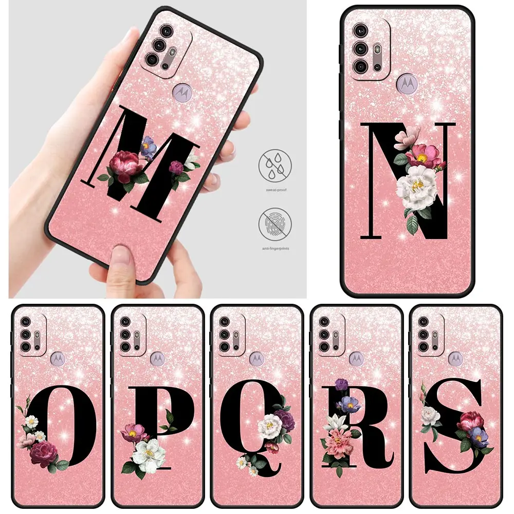 

Letter N R Z Flowers Pink Cases For Motorola One Fusion G30 G9 Play G8 Power Lite E6s G Stylus Edge 20 Pro Black TPU Phone Shell
