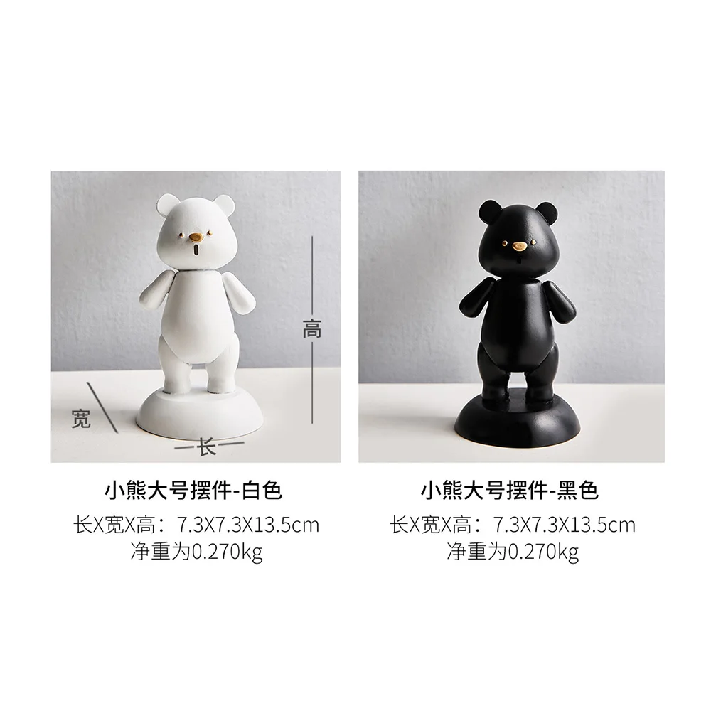 

Nordic Home Decoration Simple Bear Ornaments Resin Animal Model Black and White Cute Bear Living Room Decoration Modern Gifts