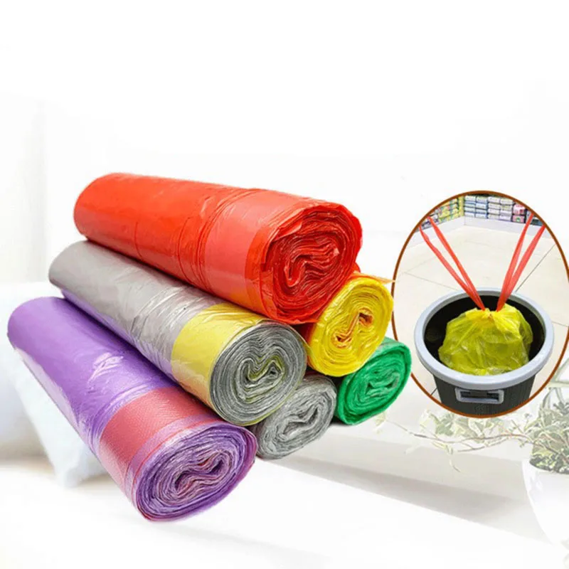 Прочный утолщенный пластиковый мешок для мусора на шнурке кухни спальни