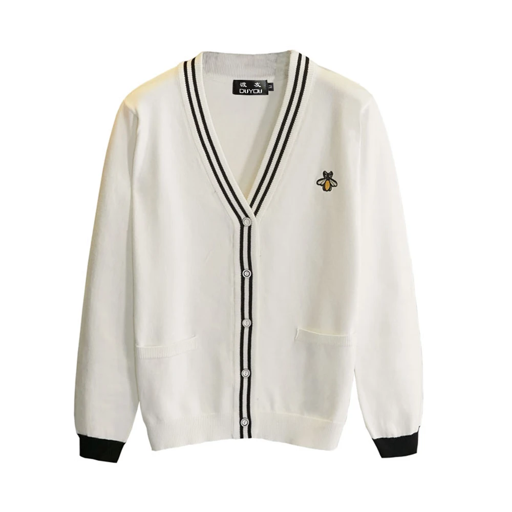 Кардиган DUYOU мужской с вышивкой дизайнерский свитер вязаная приталенная одежда