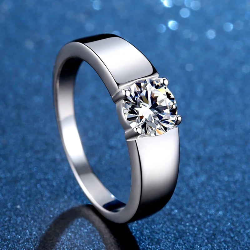 

кольца Classic Men's Diamond Moissanite Ring Excellent Cut 1 ct Pass Diamond Test D Color Moissanite Rings Engagement Jewelry