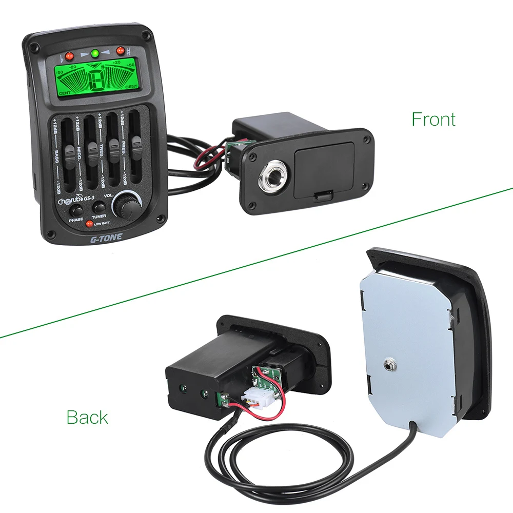 Cherub GS-3 Acoustic 4-Band EQ Equalizer Guitar Preamp Piezo Amplifier with Tuner and Phase Function LCD Display | Спорт и