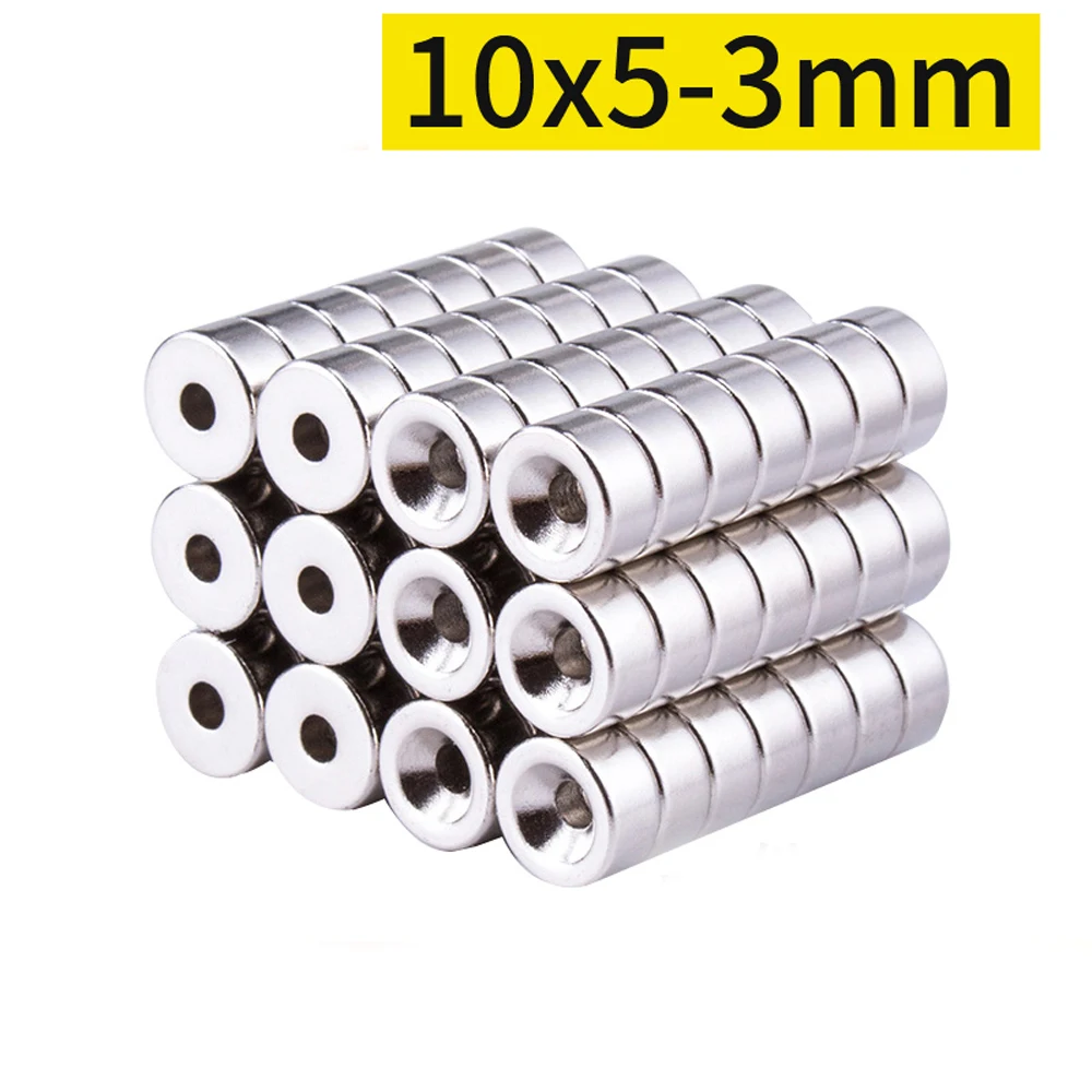 

10 шт. 10x5-3 мм неодимовые магниты Диаметр 10 мм толщина 5 мм с 3 мм потайным кольцевым отверстием редкоземельные сильные магниты N35