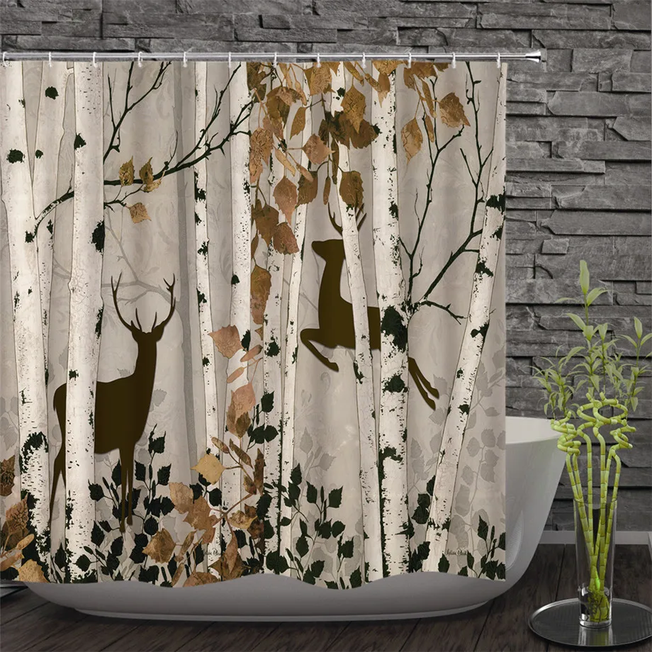 Bathroom Shower Curtain 3d printed Tree leaves Bath Curtains Waterproof Polyester Cloth 180*180cm Screen With 12 Hooks | Дом и сад