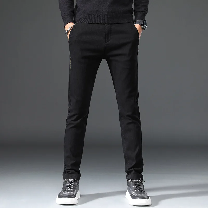 

EBAIHUI Casual Pants Men Solid Color Button Fly Straight Korean Fashion Classic Style Business Trousers Cotton Blend Streetwear