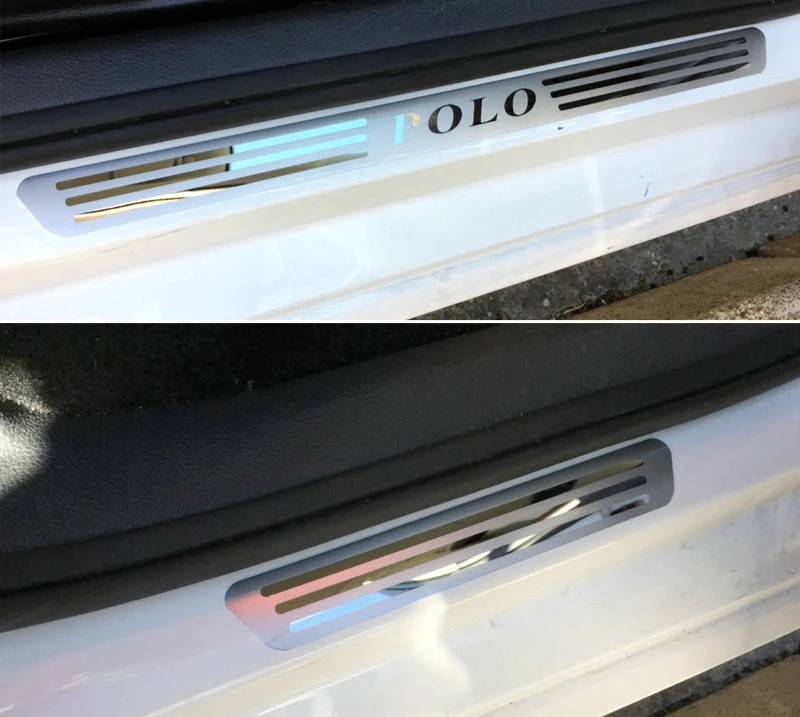 

car-styling Stainless Steel Side Door Scuff Plate Door Sill Trim Fit Car accessories For Volkswagen POLO 2010-2022