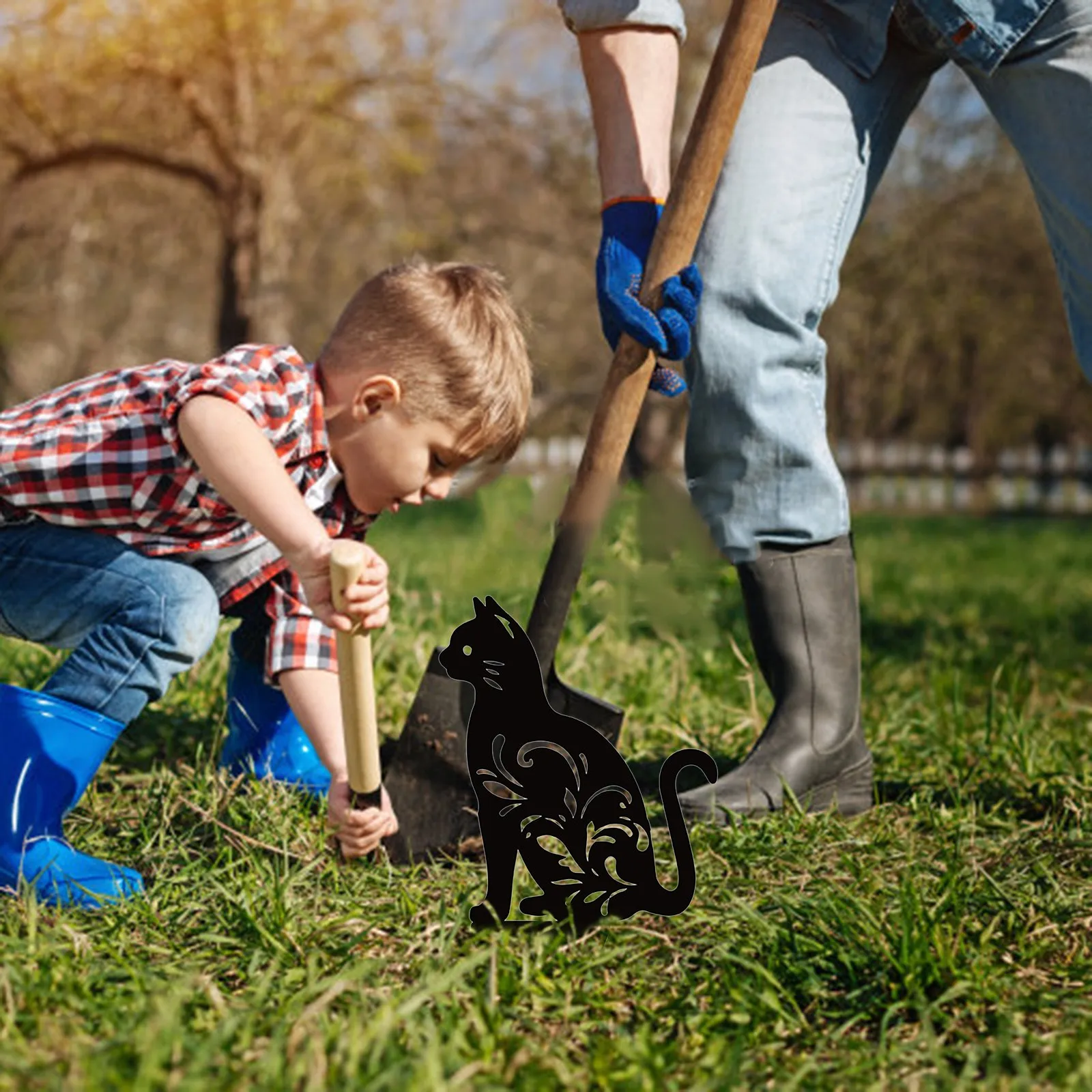Силуэт черной кошки украшение для сада акриловые водонепроницаемые статуи кошек