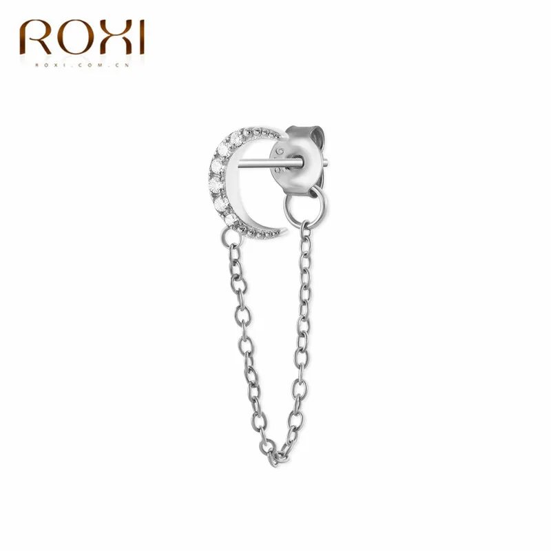 GEY-Silver-3 ROXI модные радужные Подвески с фианитом Висячие серьги для женщин Moon Star Boho ювелирные украшения для свадьбы серьги из стерлингового серебра 925 пробы - Окраска металла: GEY-Silver-3